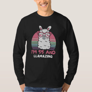T-shirt Drôle Adorable Llama Cadeau 55e Anniversaire Pour 
