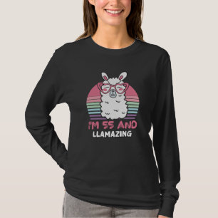 T-shirt Drôle Adorable Llama Cadeau 55e Anniversaire Pour