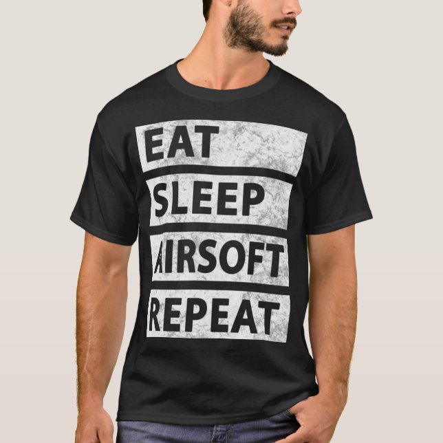 T-shirt Drôle Airsoft Manger Sleep Airsoft (Devant)