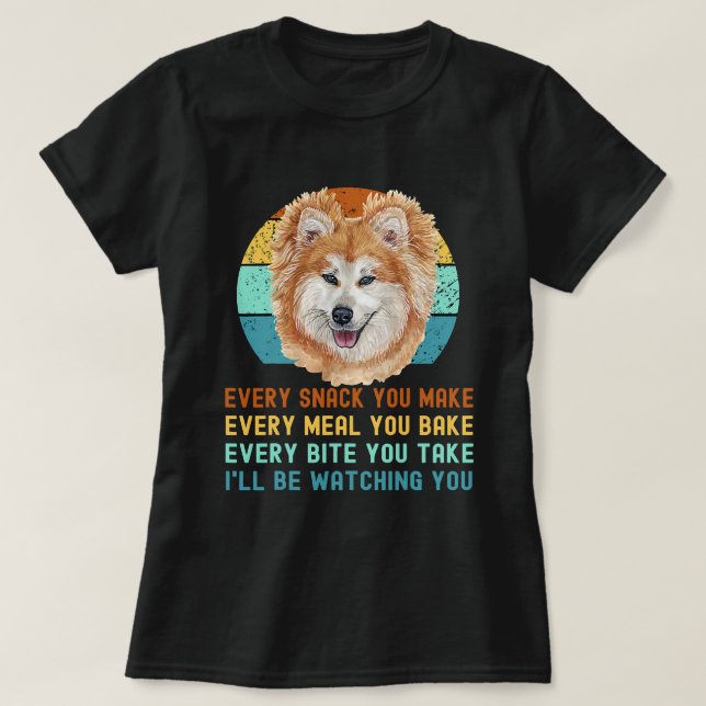 T-shirt Drôle Akita Inu ou Kuma Inu Chien chaque Snack vou (Design devant)