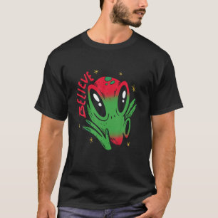 T-shirt Drôle Alien Cartoon-Alien Believe, Aliens Cool Lov