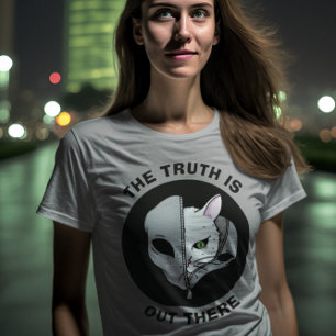 T-shirt Drôle Alien Chat La Vérité Est Là-Bas