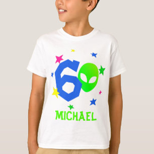 T-shirt Drôle Alien Head Custom Nom et numéro Neon Stars