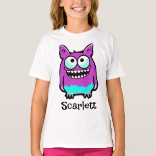 T-shirt Drôle Alien violet monstre vert