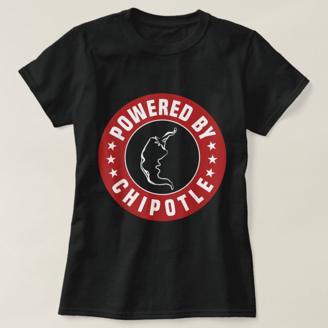 T-shirt Drôle Alimenté Par Chipotle Design Chili Pepper (Design devant)