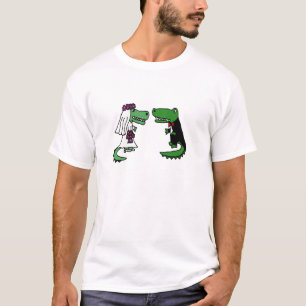 T-shirt Drôle Alligator Bride et Groom Dessin