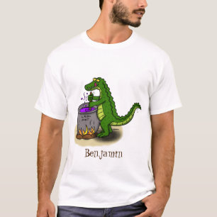 T-shirt Drôle alligator vert cuisine dessin animé
