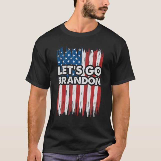 T-shirt Drôle Allons Brandon Drapeau américain rétro Homme (Devant)