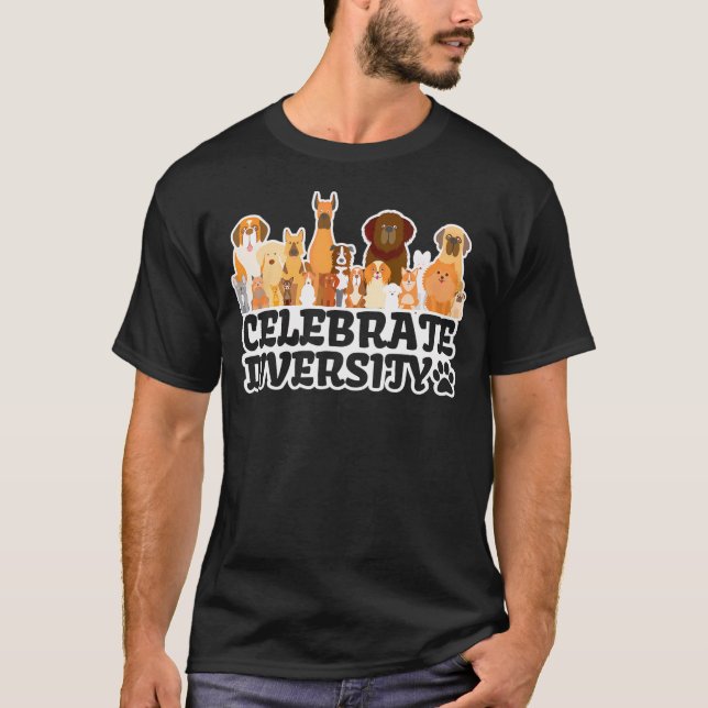 T-shirt Drôle Amant chien 'Célébrer la diversité' mignon c (Devant)