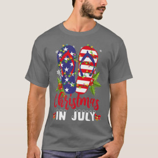 T-shirt Drôle américain Flip Flops Xmas Lights Noël