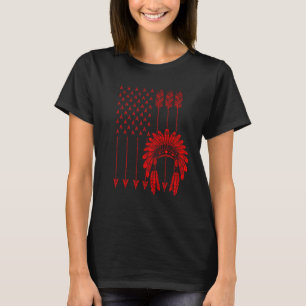 T-shirt Drôle Amérindien Drapeau Cadeau Cool USA Tribe Pat