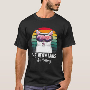T-shirt Drôle Amoureux de les chats De Ski Les Mowtains Ap