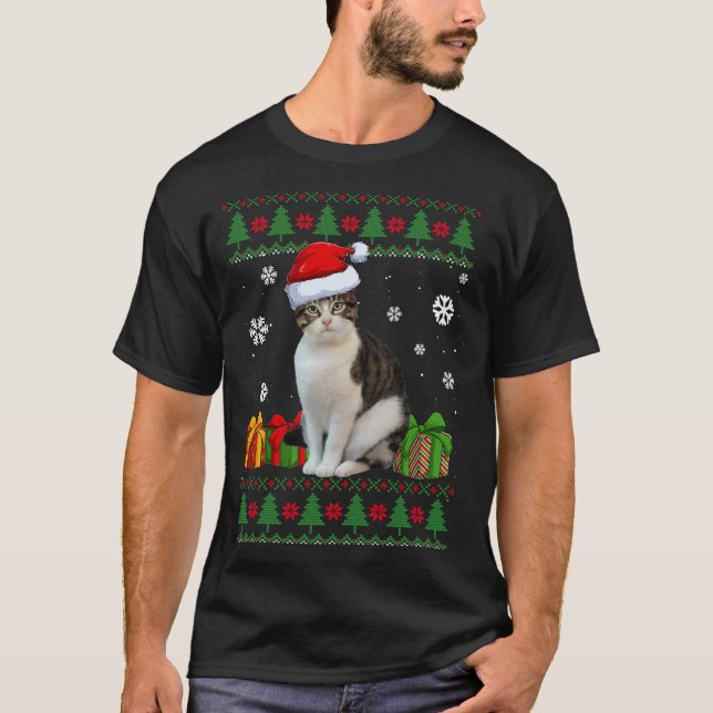T-shirt Drôle Amoureux de les chats mignon Chat Santa Hat  (Devant)