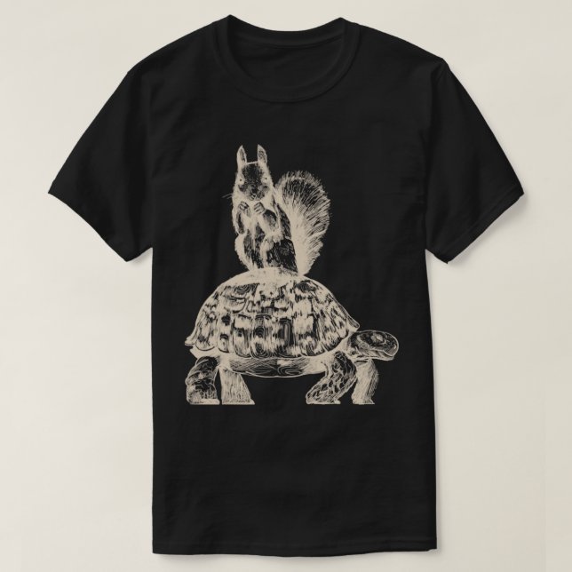 T-shirt Drôle animal Gift Turtle équitation écureuil (Design devant)