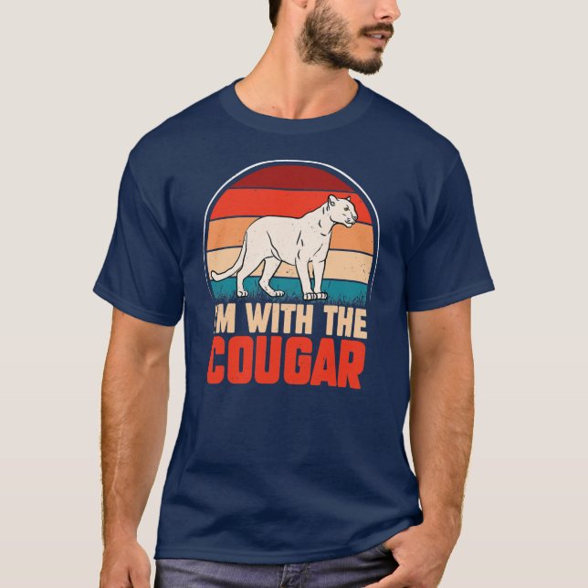 T-shirt Drôle animal graphique Je suis avec le cougar  (Devant)