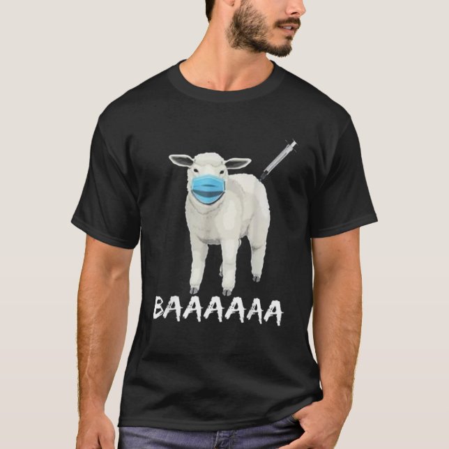T-shirt Drôle-ANTI-MASK-SHEEP-AVEC-VISAGE-MASK-Vaccine-Baa (Devant)