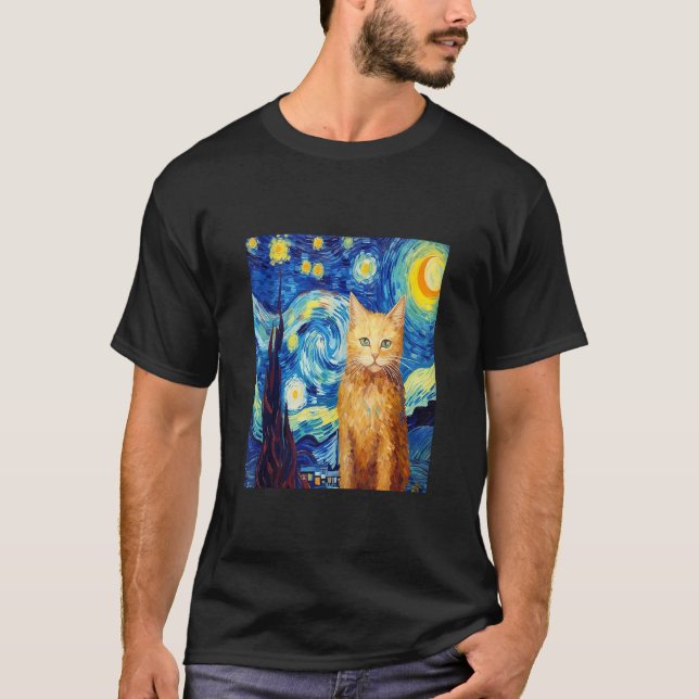 T-shirt Drôle art de chat peinture Amoureux des chats Star (Devant)