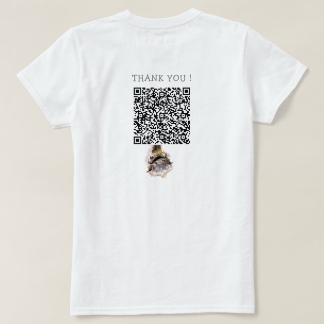T-shirt drôle avec autruche joueuse et code QR (Design dos)