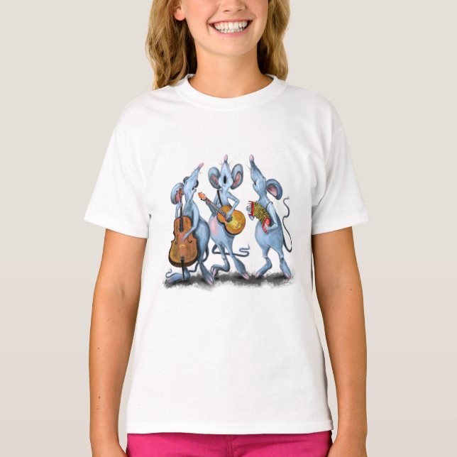 T-shirt drôle avec bande musicale de souris (Devant)