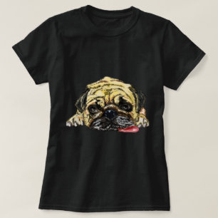 T-shirt drôle avec chien Carlin - Fatigué