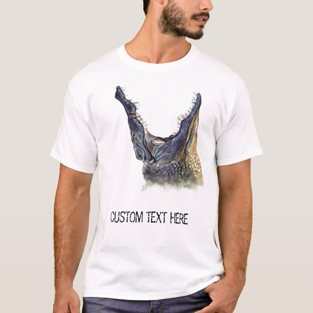 T-shirt drôle avec crocodile avec texte personnali (Devant)