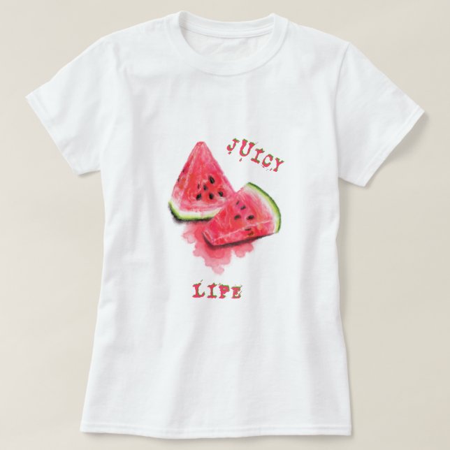 T-shirt drôle avec pastèques juteuses sucrées (Design devant)