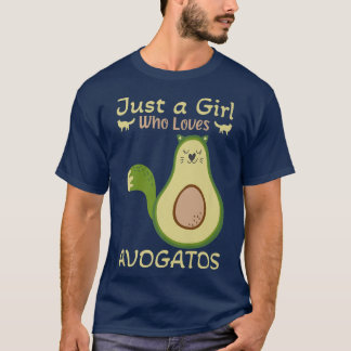 T-shirt Drôle Avocado Cat Vegan Just a Girl Who Log