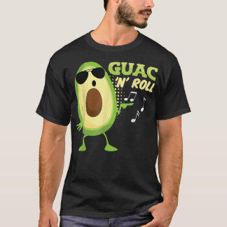 T-shirt Drôle Avocado Guac n Roll Guacamole Meican Rocker