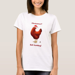 T-shirt Drôle Bah Humbug poulet à Santa Hat Poops xmas