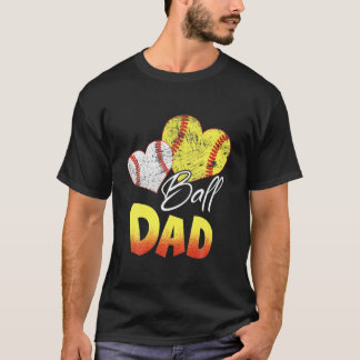 T-shirt Drôle Ball Papa Softball Cadeaux De Baseball