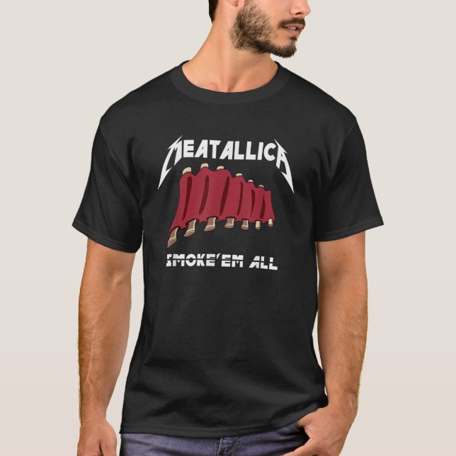 T-shirt Drôle barbecue Meatallica Fumer Em All Pitmaster G (Devant)