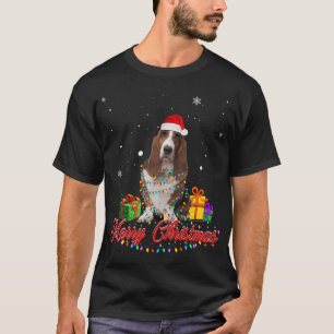 T-shirt Drôle Basset Hound Chien Noël Père Noël Noël L