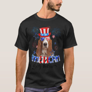 T-shirt Drôle Basset Hound Portant des lunettes de soleil