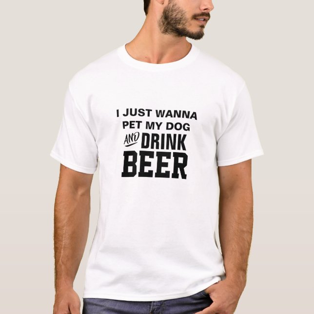 T-shirt Drôle Bière Chien Papa Graphic Tee, Wanna Boire Bi (Devant)