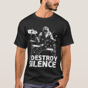 T-shirt Drôle Bigfoot Jouant de la Batterie Batteur Je Dét