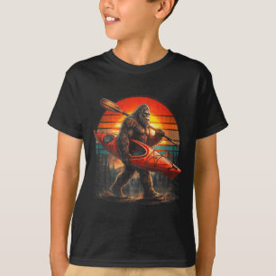 T-shirt Drôle bigfoot kayaking rétro coucher de soleil sas