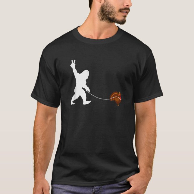 T-shirt Drôle Bigfoot Sasquatch Turquie Marcher L'Automne  (Devant)