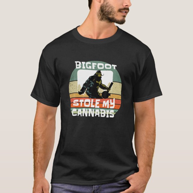 T-shirt Drôle Bigfoot Tee Men Sasquatch Stole My Weed Weir (Devant)