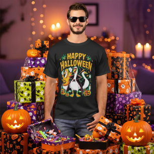 T-shirt Drôle Black Retro Halloween Goose Dessin Graphique