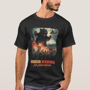T-shirt Drôle Bober Bobr Bóbr Castor Kurwa Mème Drôle Rétr
