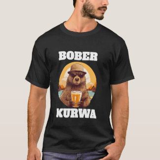 T-shirt Drôle Bober Bobr Bóbr Castor Kurwa Meme Drôle Rétr