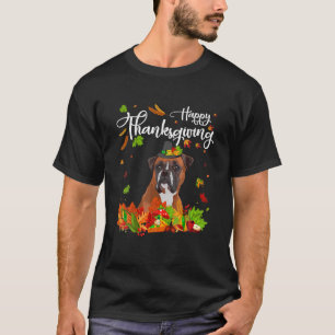 T-shirt Drôle Bon thanksgiving Boxer Chien Turquie T Chemi