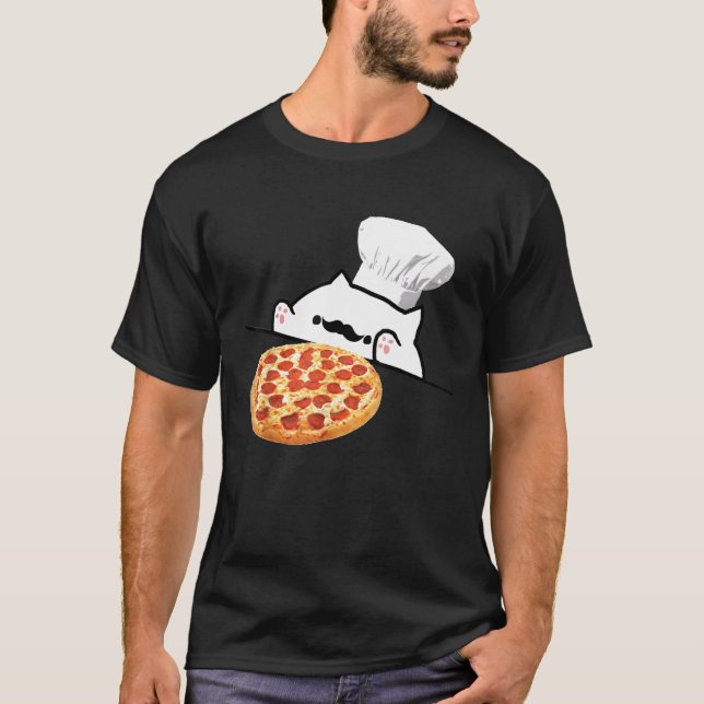 T-shirt Drôle Bongo Chat Pizza Chef Dank Mèmes (Devant)