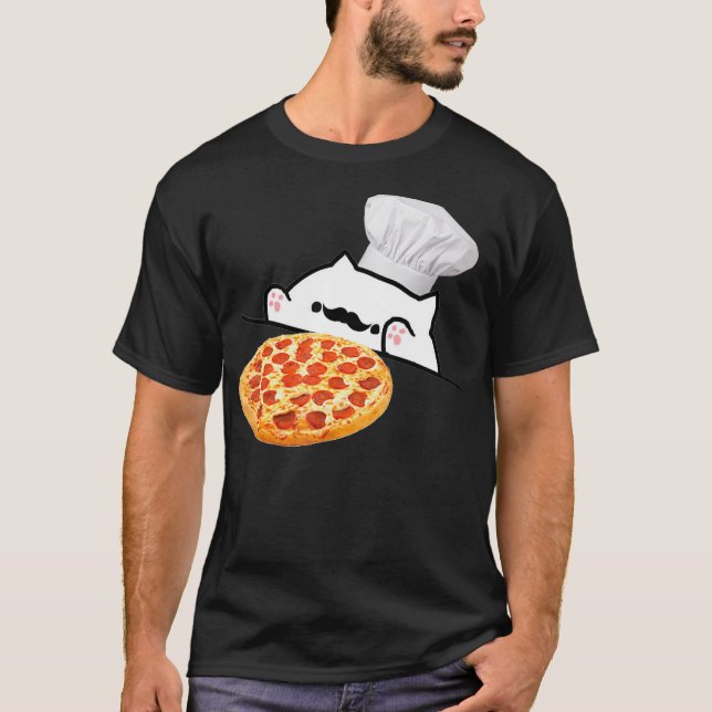 T-shirt Drôle Bongo Chat Pizza Chef Dank Mèmes (Devant)
