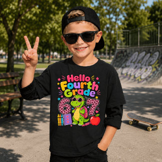 T-shirt Drôle Bonjour Quatrième Année Dinosaure Mignon Ren
