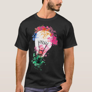 T-shirt Drôle Bonne Idée Colorée Ampoule Cadeau Femmes