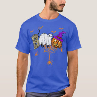 T-shirt Drôle Boo Halloween Boo Ghost Chat Witch Leopard C