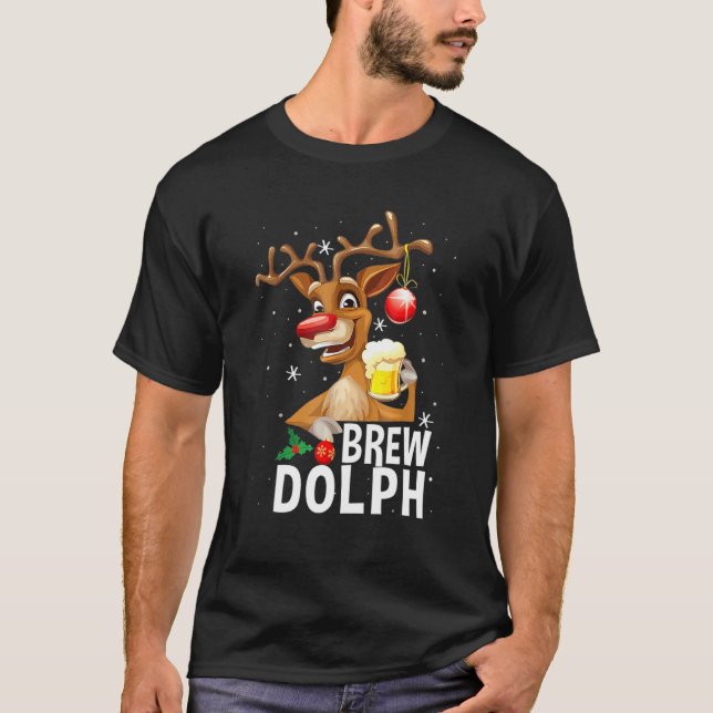 T-shirt Drôle Brew Dolph Reindeer Boire Bière Correspondan (Devant)