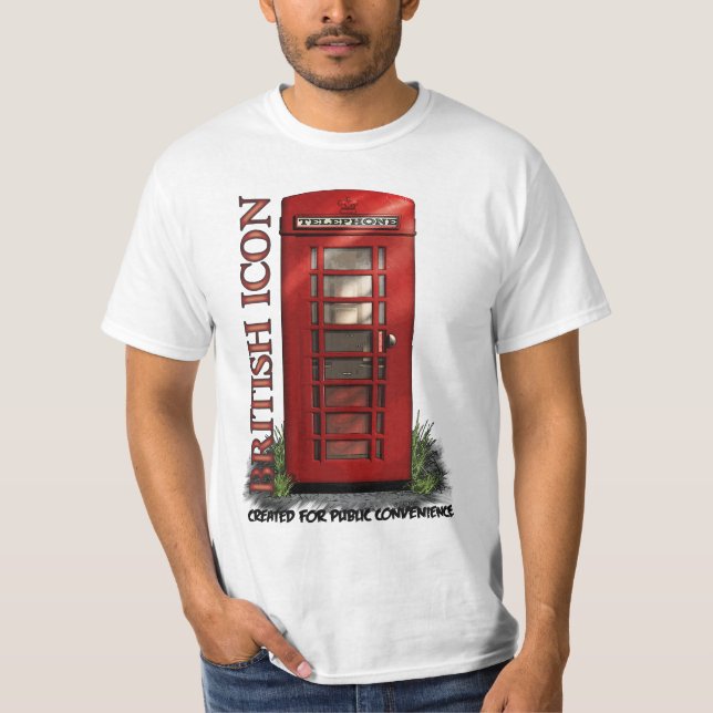 T-shirt drôle britannique de cabine téléphonique (Devant)