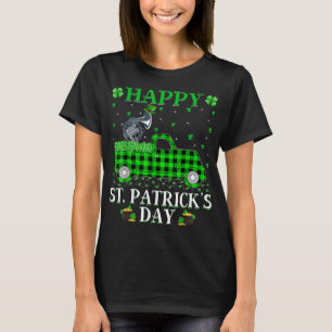 T-shirt Drôle Buffalo Plaid Green Truck French Horn St Pat